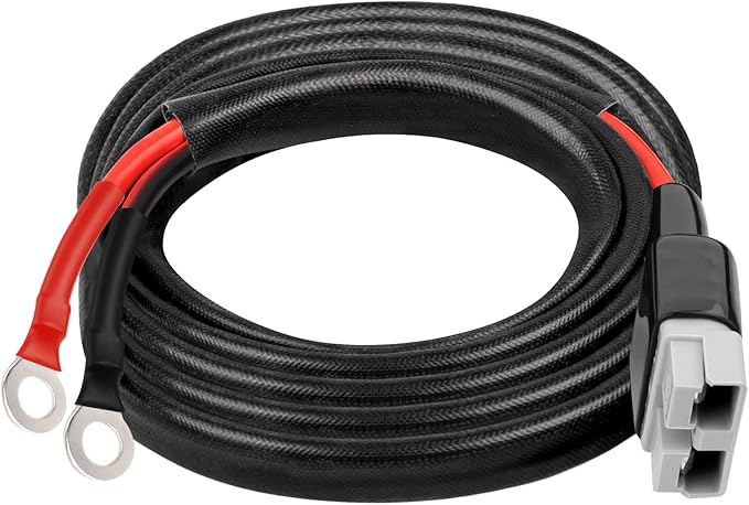 XRDS -RF 8AWG Battery Quick Connect Cable 12 FT, 50 Amp Anderson-Style Connector to O-Ring Terminal, for Solar, RV, EV, and Backup Power Systems