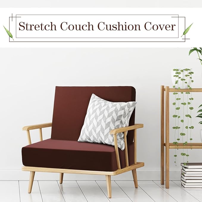 Newwiee 8 Pcs Stretch Patio Outdoor Cushion Covers Replacement for 4 Backrests and 4 Patio Cushions Covers, Waterproof Couch Sofa Slipcover Furniture Protector, Thin Fabric Breathable(Dark Coffee)