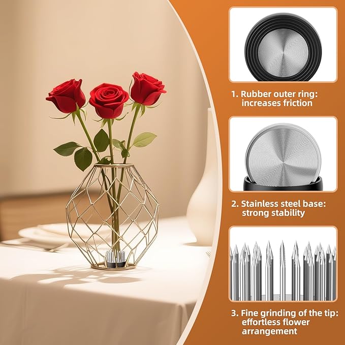 12Pcs Small Vase Flower Frogs,1.34Inch Japanese Ikebana Fresh Flower Pin Holders (Silver)