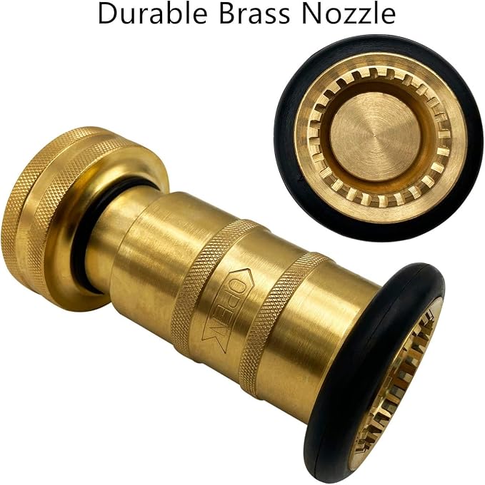 SAFBY Fire Hose Nozzle Brass Fire Equipment Spray Jet Fog (1" NPT/NPSH)