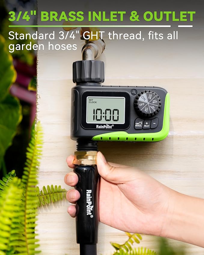 RAINPOINT Sprinkler Timer, Water Timer for Garden Hose, Garden Hose Timers for Watering, Irrigation with Manual Watering/Rain Delay for Outdoor Lawn & Yard