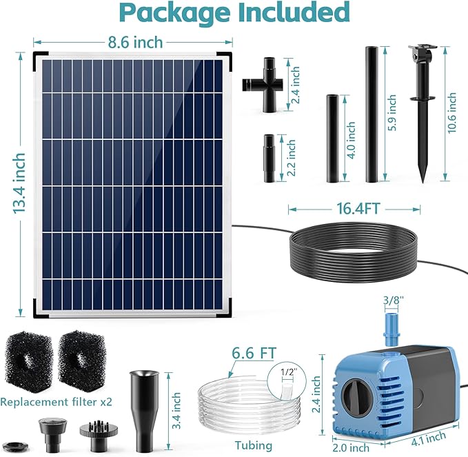 POPOSOAP Solar Fountain Pump 12W, Solar Water Fountain Pump with 160GPH Submersible Pump Adjustable Flow for Outdoor Fountain, Pond, Fish Tank, Garden, Pool, Water Features