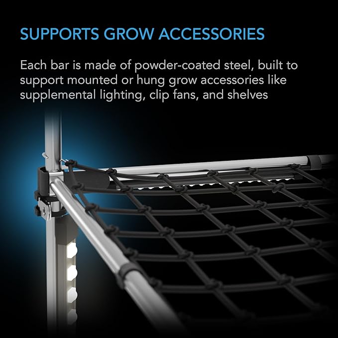 AC Infinity Heavy-Duty Grow Tent Mounting Bars 2x4', High Airflow CFM Kit Prevents Walls from Sucking in, Trellis and Supplemental Lights Mounting for All 2x4 Indoor Grow Tents