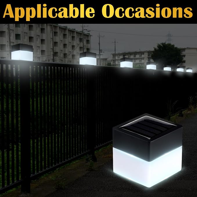 Tujoe Solar Post Cap Lights Fence Post Solar Lights 2in x 2in (5cm x 5cm)(White,16 Pack)