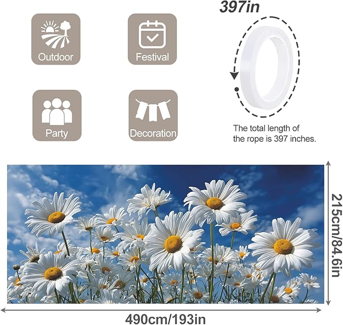 7 * 16FT Summer Garage Door Cover Decorations Sunset Palm Trees Garage Door Banner for Outdoor Indoor Summer Party Photography Backdrop (daisy, 7 * 16 ft)
