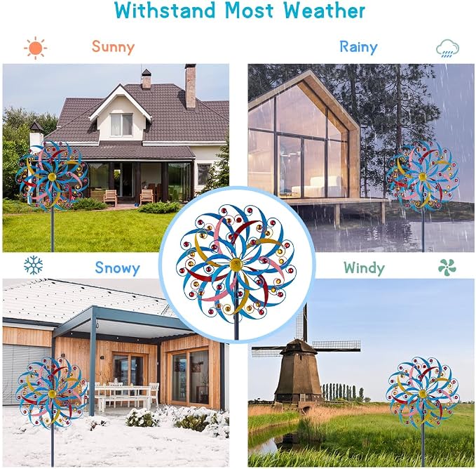 DREAMYSOUL Wind Spinners Outdoor, 20 Inches Dia Extra Large Metal Wind Spinner, Colorful Windmills Kinetic Wind Sculptures and Spinners for Yard Garden Outside Patio Lawn Decor