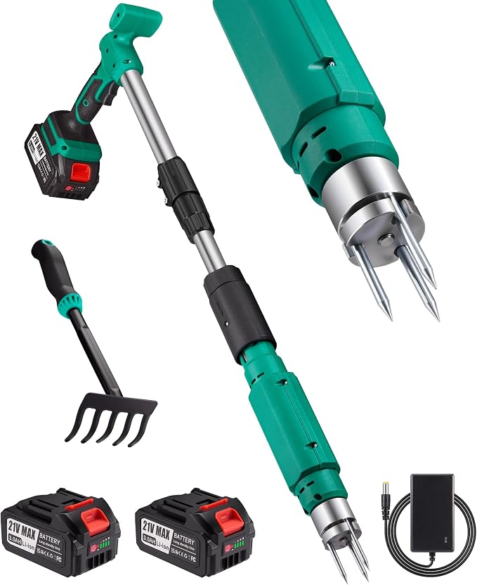 Electric Weed Puller Tool, 21V Battery Powered Stand Up Weed Remover with 6000mAh Batteries, Heavy Duty 3-Claw Steel Root Weeder, Weed Picker Grabber Popper for Dandelion Lawn Garden Yard