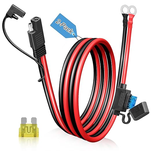 SAE to O Ring Connector 2FT 10AWG, SAE Battery Quick Connect Plug Waterproof Extension Cable for Solar Panel, Street & Road Glide Motorcycle Charging Port Upgrade, RV, Solar Generator Battery Charger