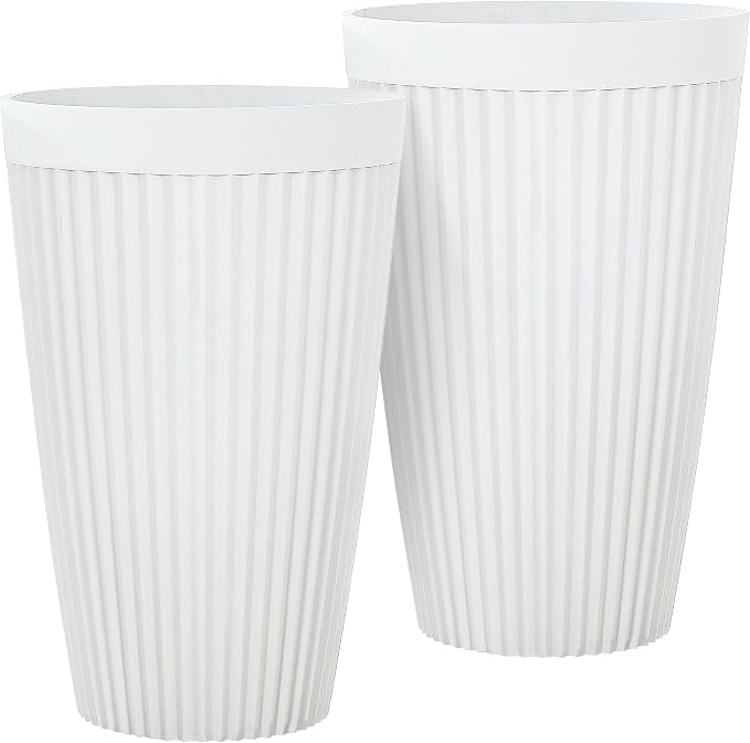 20" Tall Planters for Indoor Outdoor Plants (Set of 2), Cement-Look Large Flower Pots, High-Desity Resin Planters, UV-Protected Outdoor Pots for Garden, Balcony, Porch or Living Room Decor