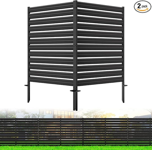 2 Panels No-Dig Metal Privacy Fence Screen, 42" H × 38" W Outdoor Air Conditioner Fence, Rustproof AC Unit Cover to Hide Trash Bins, Pool Equipment Enclosure, Decorative Garden, Patio & Backyard