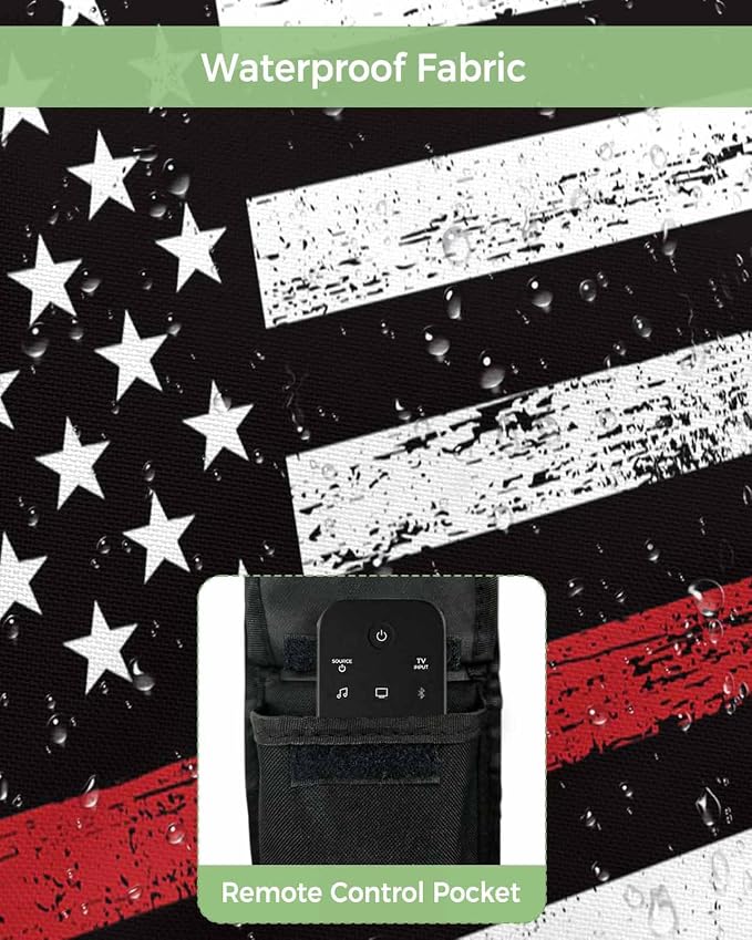 DecorLovee Red Vintage American Flag Outdoor TV Cover 36 to 39 Inches Weatherproof & Waterproof, USA Flag Outdoor TV Enclosure with Remote Control Pocket, Retro TV Screen Protectors for Outside TV