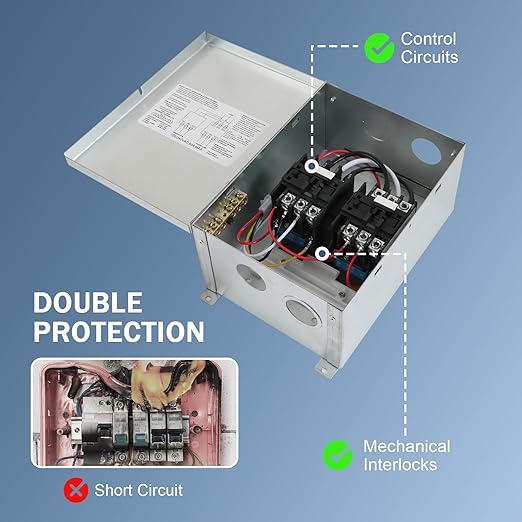 RV Automatic Transfer Switch, Rated 240VAC 50A 70A Neutral - Applied to RV, Speedboats, 120/240 Volt Power Sources