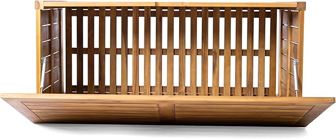 Christopher Knight Home Wood Cabinet Box, Slat Panel Storage Cabinet, Storage Organzier with Easy Open Lid Hinges, Easy Assembly, Outdoor Patio 100 Gallon Acacia Wood Deck Storage Box, Teak
