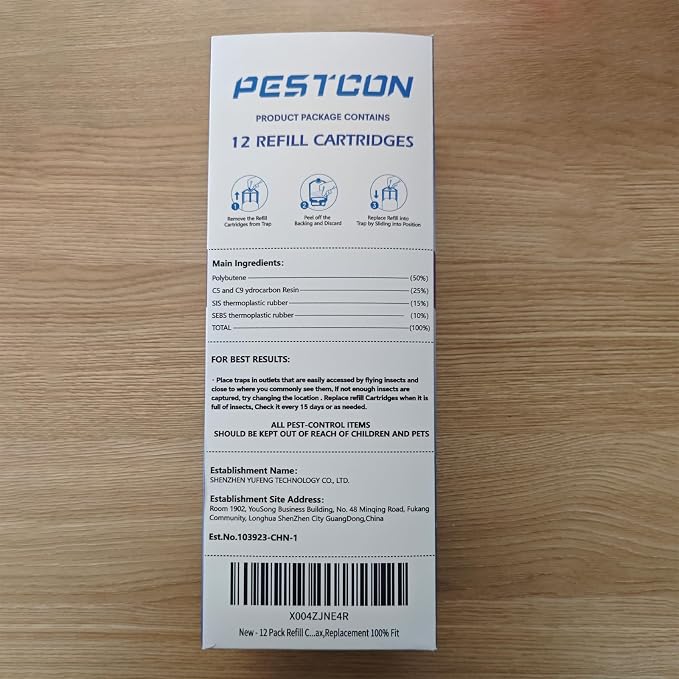 12 Pack Refill Cartridge Compatible with Flying Insect Trap M364 & Max,Replacement 100% Fit