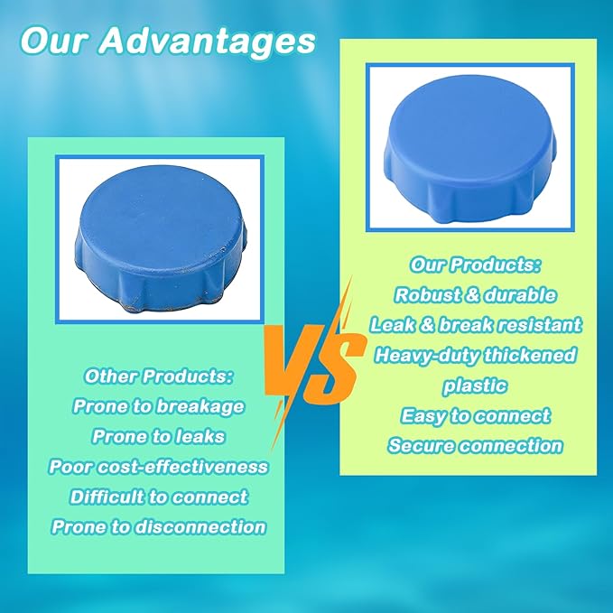 P01006 Drain Valve Cap for Bestway and Coleman Above Ground Pool, Heavy Duty Pool Drain Valve Cap Replacement 2 Pack (Blue)