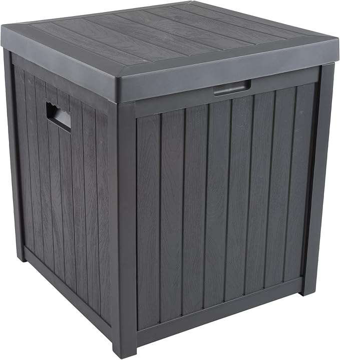Pure Garden Outdoor Storage Box, 50-Gallon Waterproof Deck Box, Durable Resin Storage Box with Snap-lock Lid and Built-in Handles for Backyard, Deck or Patio, Gray