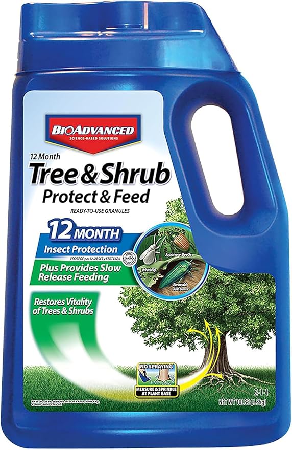 BioAdvanced 12 Month Tree and Shrub Protect and Feed, Granules, 10 lb, Insect Killer, Tree Fertilizer & Plant Food