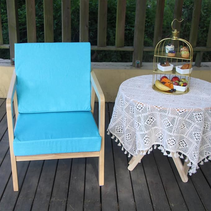 Patio Seat Cushion Covers,Washable Slip Covers Replacement,Waterproof Outdoor Furniture Chair Cushion Pillow Seat Cover for Couch,Garden,Sofa,Aqua,24"×24"×4"(4 Covers Only)