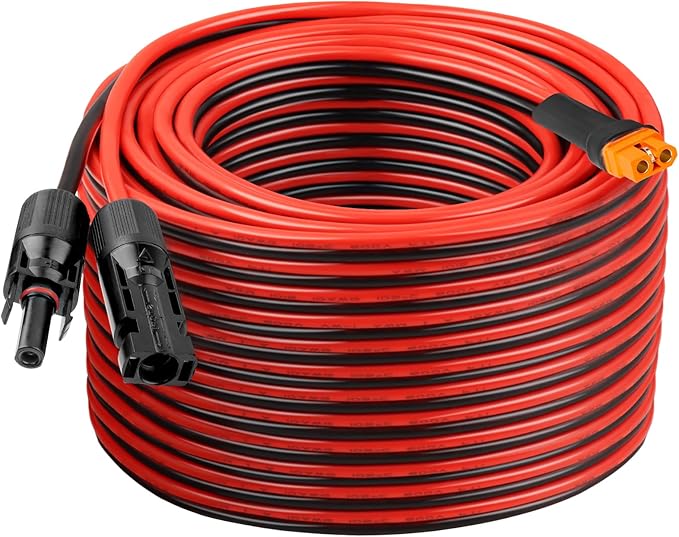 10AWG 100FT Solar to XT60i Extension Cable 3 6 10 35 50 75 100FT Heavy Duty Adapter Cable Connector XT60i Wire for Portable Power Station, Solar Panel, RV, Battery