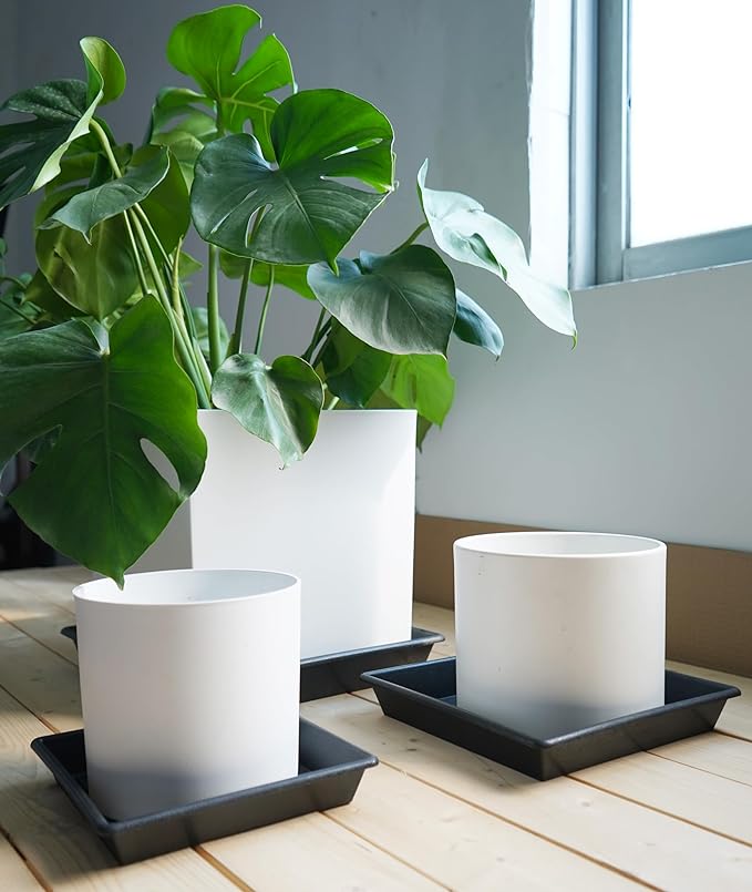 NIMYAU Square Plant Saucer 18 Inch 2 Pack 10 14 16 18 20 Extra Large Plant Trays for Pots Heavy Duty Plastic Plant Saucers for Indoors Outdoors, Flower Pot No Holes Plant Drip Trays