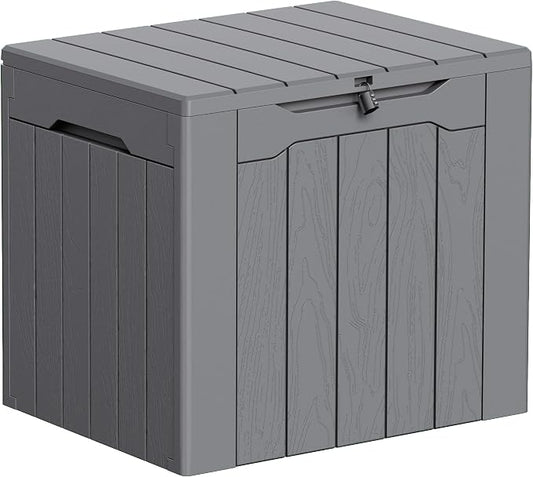 Greesum 33 Gallon Resin Deck Box All Weather Outdoor Storage Boxes for Patio Furniture Set,Outdoor Toys,Garden Tools,Gray
