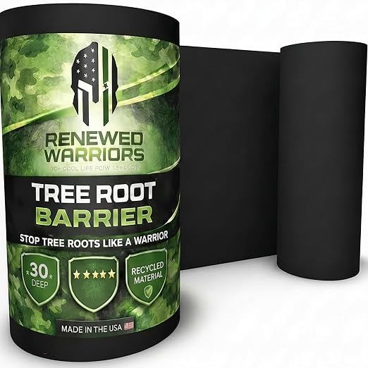 Tree Root Barrier Roll, HDPE Plastic Root Barrier Shield for Trees Aspens Invasive Roots, Puncture Resistant Easy Install Landscape Barrier for Yard Garden 30inx25Ft - 62.5mil