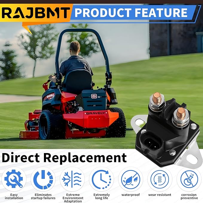 12V Lawn Mower Solenoid Parts 04781700 Starter Solenoid Part Compatible with Ari-ens Gravely Z00M IKON ZTX ZT XL Zero Turn Mower ATV Vehicle Snowmobile Garden DIY Tool