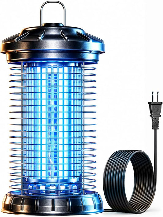 Bug Zapper for Outdoor, 4200V Smart High Voltage with Dual-Wavelength UV, CO2 Mimic, IPX5 Waterproof Insect Trap for Patio, Backyard, Garden
