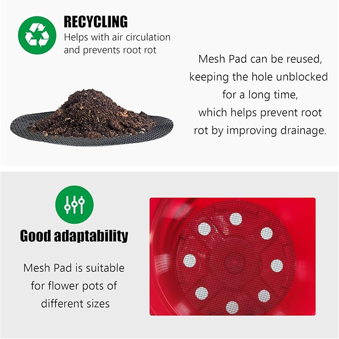 RooTrimmer 200 Pack 68MM, 2.7 inch Round Mesh Nets for Block Soil Leaking of 4 inch Nursery Pots(or Other Pots Bottom Around 2.7")