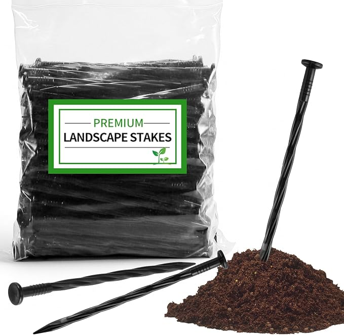 220-Pack 8-Inch Heavy Duty Plastic Landscape Edging Spikes – Spiral Anchoring Nails for Paver Edging, Weed Barrier Fabric, Artificial Turf & Garden Borders – Rust-Free Nylon Stakes