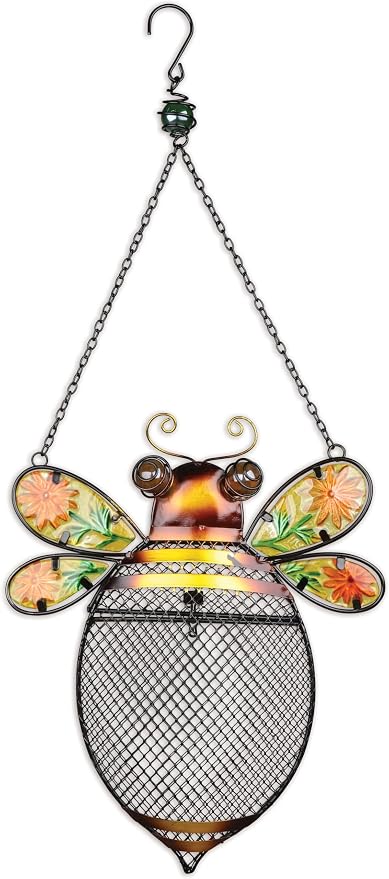 Sunset Vista Designs for The Birds Stained Glass Wire Mesh Birdfeeder, Animal Shaped, Bee
