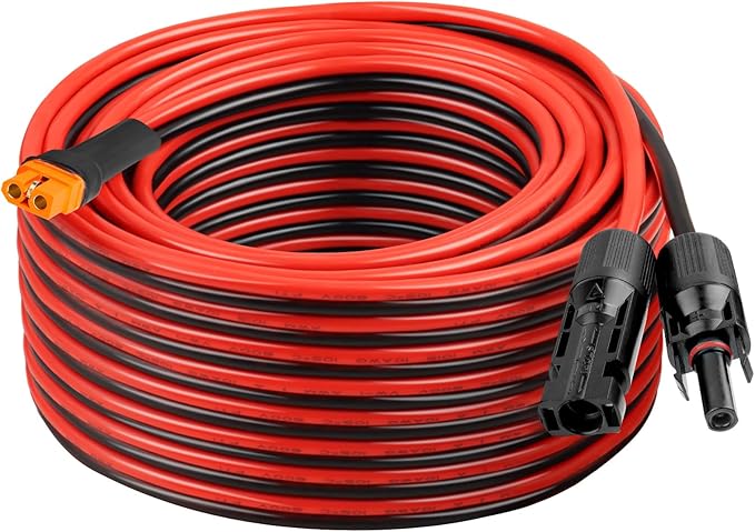 XRDS -RF Solar Panel Adapter Cable to XT60i 60FT - 10AWG XT60i Female Solar Cable Tinned Copper Wire with PVC Jacket, XT60i Solar Extension Cable for Power Station and Portable Generator