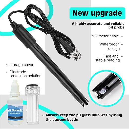 Smart pH Meter for Laboratory, Digital pH Tester, Accurate Hydroponic pH Test Kits, pH Meter with line for Pool Aquarium Water Treatment Accurately Measure and Monitor pH in Wide Range of Media