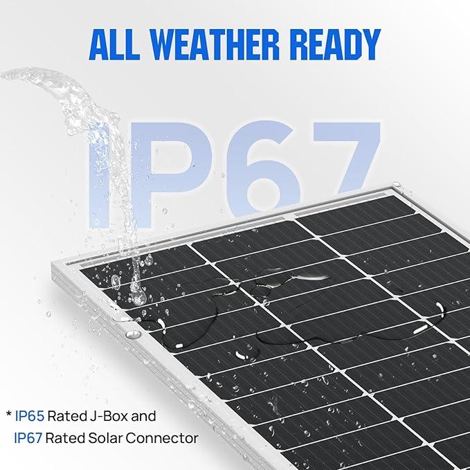 ECO-WORTHY 100 Watt Solar Panel 18 Volt Monocrystalline Solar Panel High Efficiency Module RV Marine Boat Caravan Off Grid
