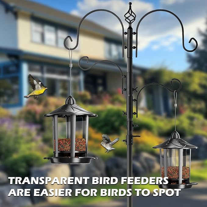 Birdream Bird Feeders for Outdoor Hanging, Assembly Required, 1-Min Easy Setup, Charming Castle Design, Attracting Cardinals Chickadees Goldfinches & Sparrows - Black