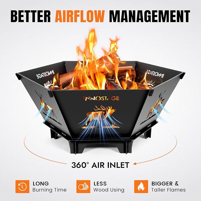 Fire Pit for Camping- Collapsible Firepit for Patio Outside (Large)