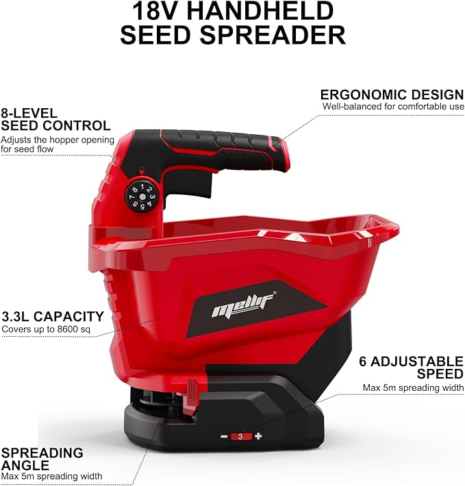 Danero Handheld Power Spreader Compatible with Milwaukee 18V Battery(Tool Only), Cordless Seed Spreader Available Year-Round, Electric Lawn Spreaders for Grass Seed, Fertilizer, Salt, Ice Melt, Feed