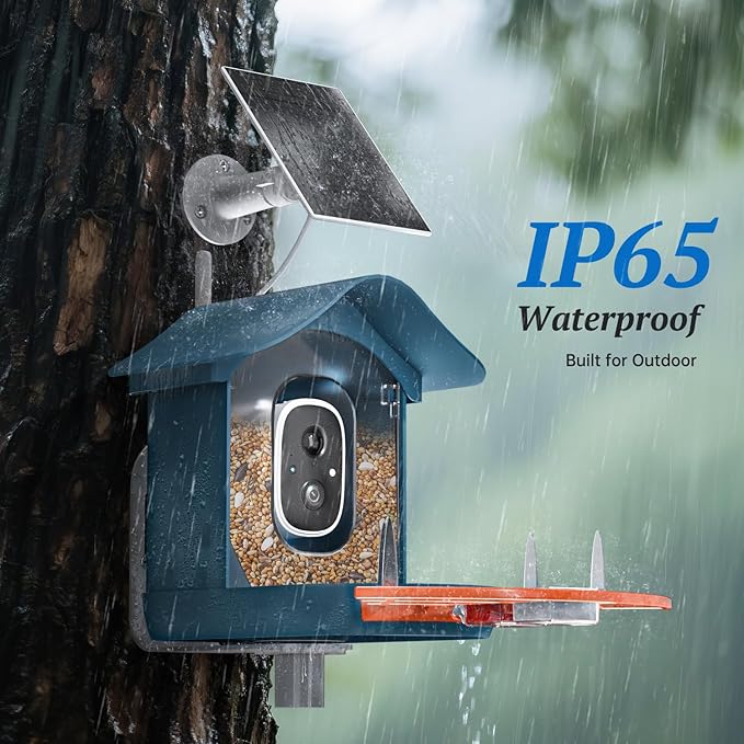 Smart Bird Feeder with Camera, 2K HD AI Identify Birds Species, Bird Watching Camera with Solar Panel, Gift for Mom Dad Birdlovers
