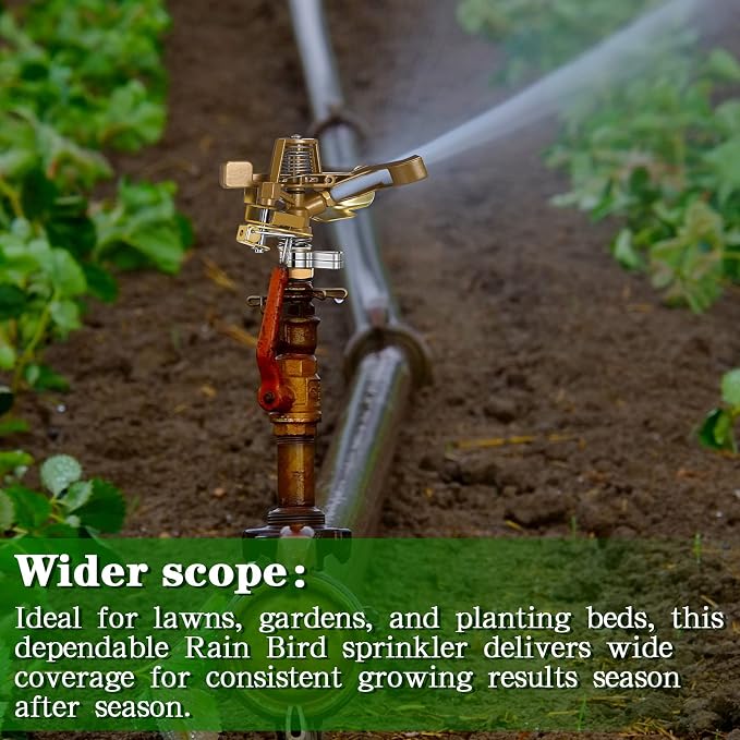 Ferraycle 18 Pieces 1/2 Inch Brass Impact Sprinkler Head with Nozzles Heavy Duty Adjustable 0-360 Degrees Impulse Sprinkler Head Lawn Watering for Yard Irrigation