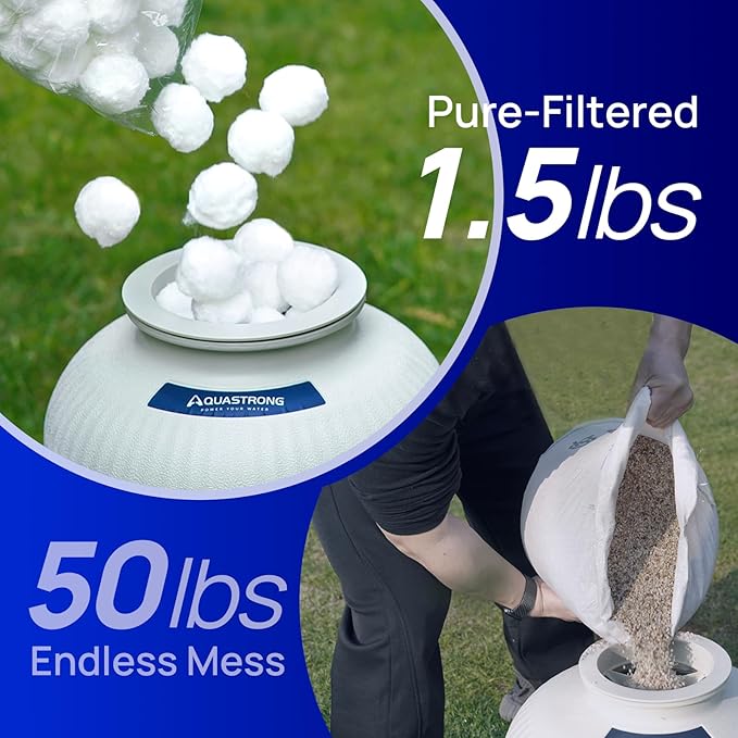 AQUASTRONG Pool Filter Balls for Sand Filters, 1.5 lbs Pure White Reusable Pool Sand Filter Balls (Replaces 50 lbs Sand), Efficient Water Filtration Pool Filter Balls for Swimming Pools, Filter Pumps