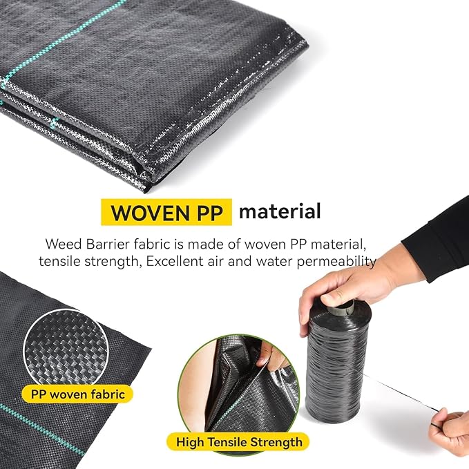 Weed Fabric Barrier Heavy Duty, 3FT x 16FT 3.2oz Garden Weed Blocker Fabric, Landscaping Fabric, Weed Control Fabric Ground Cover Gardening Mat.