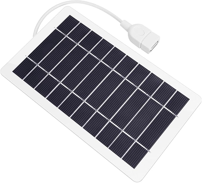 5V 5W USB Solar Panel Charger, Portable Solar Panel Kit for Camera, Cell Phone Charging, Camping, Hiking, Outdoor Travel (White 1pcs)