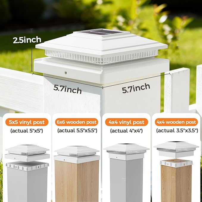 16Pack Solar Post Cap Lights - 8 RGB Color Changing Modes & Multicolor Flow, IP65 Waterproof - for 4x4/6x6 Wood & 4x4/5x5 Vinyl Fence Posts - Outdoor Deck, Patio, Garden Lights (White)