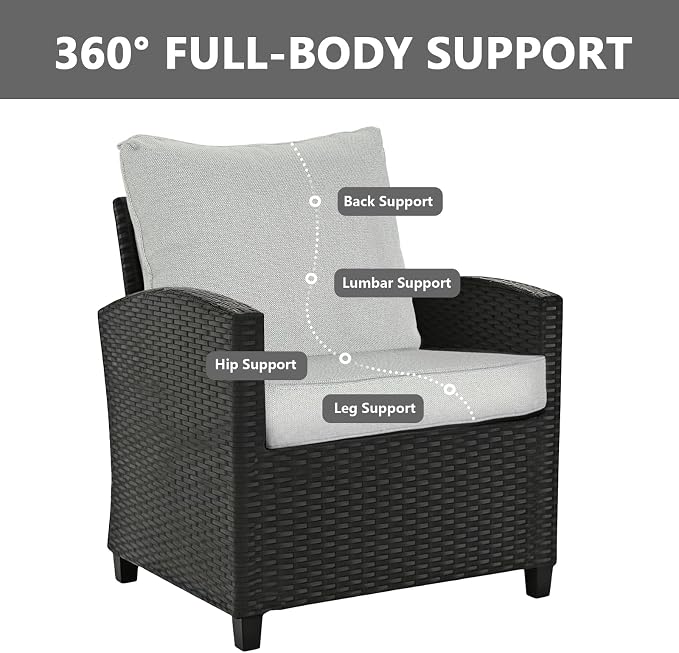 Goodgoods 24 x 28 Outdoor Patio Deep Seat Cushions 2-Pack, 1000+ Hours Fade-Resistant & Water-Resistant Outdoor Furniture Chair Cushions with 30D High-Resilience Foam for Sofa Chair, Gray