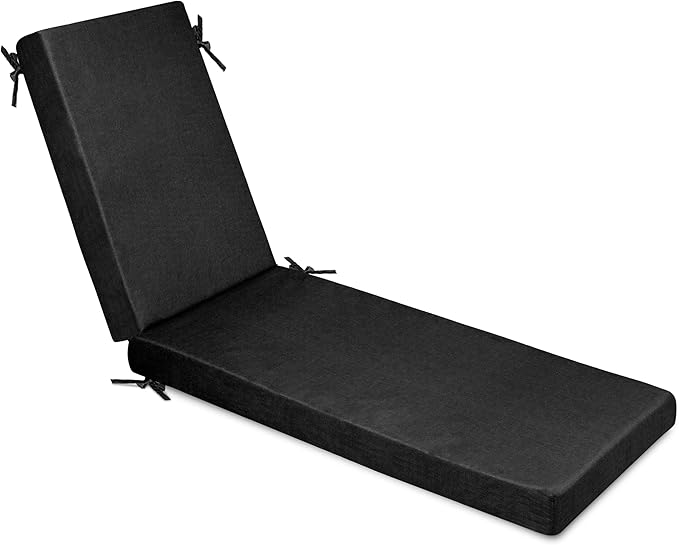 Milliard Memory Foam Outdoor Chaise Lounge Cushion – Lounge Cushion with Waterproof and Washable Cover, Patio Chair Cushion – Ultimate Comfort Lawn Chairs Cushion, 73x21x2.5 Inches – (Black)