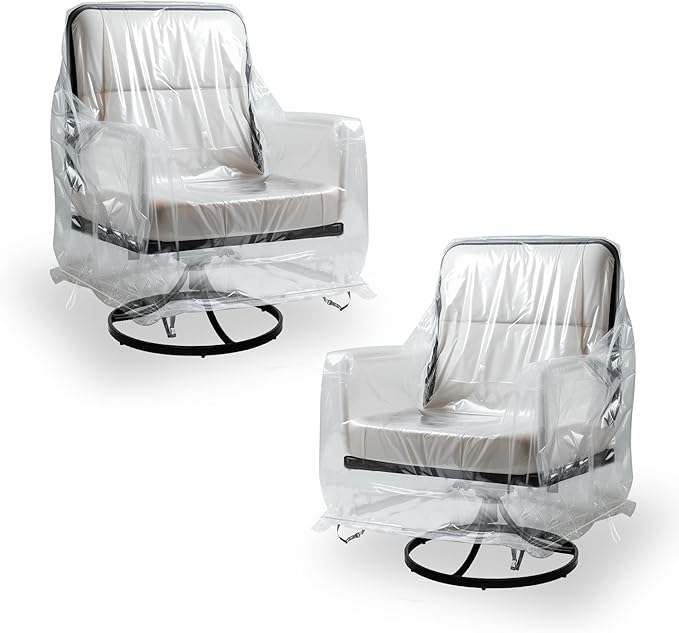 Outdoor Waterproof Swivel Lounge Chair Cover – Heavy-Duty Transparent PVC Protection (2-Pack, 30” W x 34” D x 38” H) for Pet Families Outdoor Furniture