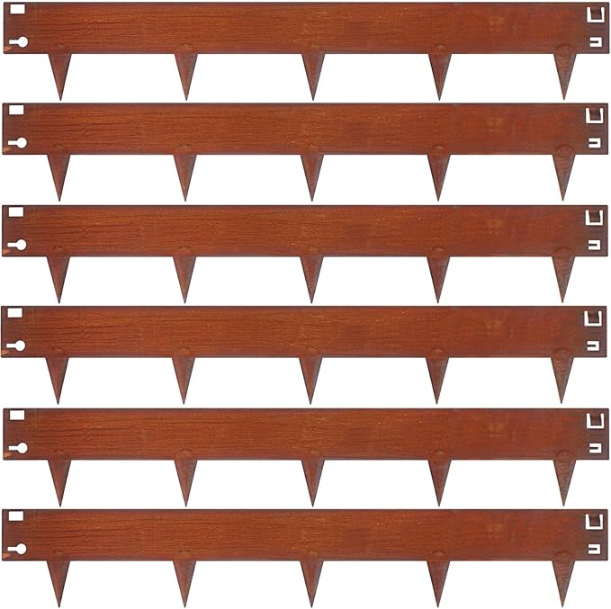 41" L X 7.9" H Corten Steel Landscape Edging, Metal Lawn Edging,6 Pack | Metal Landscape Edging Border,Hammer-in,No Dig,For Landscaping, Garden Lawn, Pathway, Yard