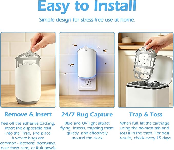 8 Pack Refill Cartridge Kit Compatible with Flying Insect Trap Refill Plug-in Light, Replacement 100% Fit