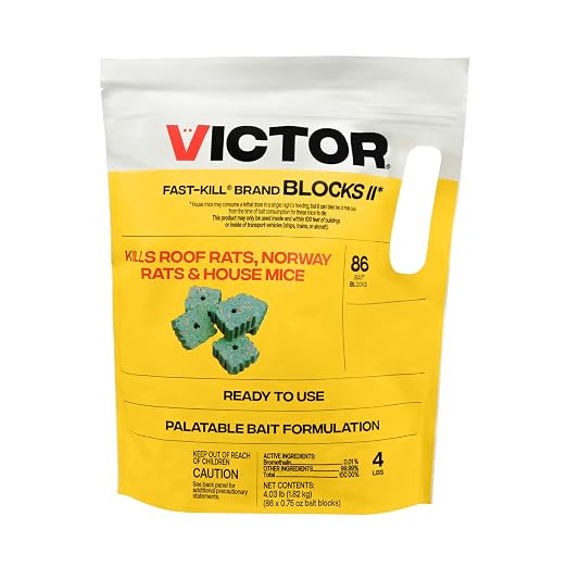 Victor Fast-Kill Bait Blocks II - 86-Count Rat and Mouse Poison Bait Blocks for Indoor and Outdoor Rodent Control, Eliminate Norway Rats, Roof Rats, & House Mice, Rodent Killer, 4lb Bag, M904B