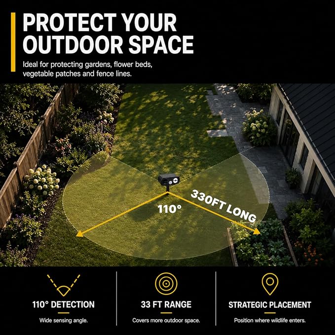 LBingbrother Solar Ultrasonic Animal Repellent Devices with Motion Detection Waterproof, Cat Repellent Outdoor Squirrel Rabbit Bird Dog Raccoon Deterrents Animal Repeller for Yard Garden Farm-Black